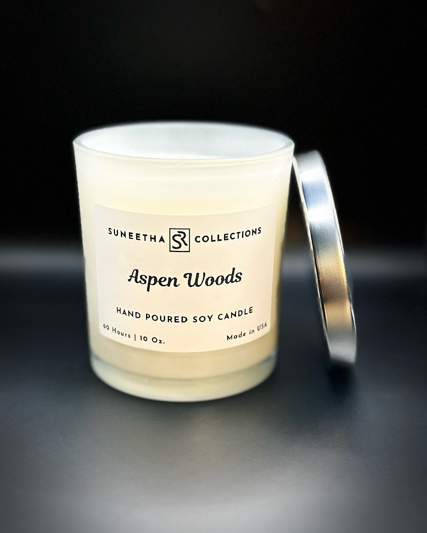 Aspen Woods 10Oz White Jar Open Lid